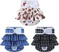 Washable Female Dog Diapers with Skirt – Animal Print, 3 Pack
