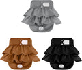 Reusable Female Dog Diapers with Ruffled Skirt – Black Brown Gray, 3 Pack