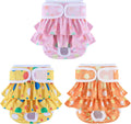 Washable Female Dog Diapers with Ruffle Skirt – Colorful Dot, 3 Pack