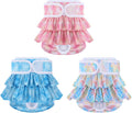 Soft Watercolor Female Dog Diapers with Gathered Edge – 3 Pack